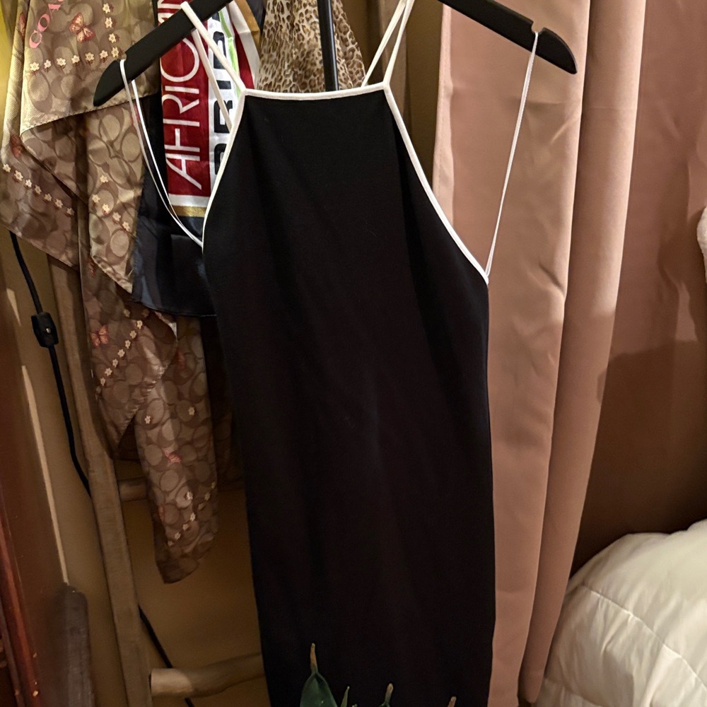 Zara Black Strapless Dress with White Trim